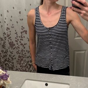 Old Navy Navy and White Striped Tank Top